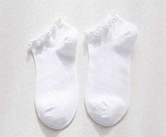 Women's cotton socks with artificial pearls