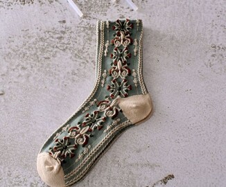 Warm winter jacquard socks with embroidery